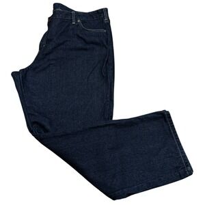 Dickies Mens 44x32 Flannel Lined Dark Wash Straight Jeans